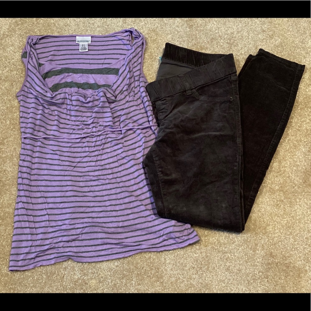 Purple & gray faux layer super soft maternity tank